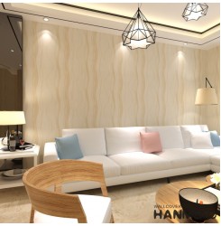 HANMERO High-grade Modern Microfiber Non-woven Flocking Beige Stripes and Curves Wallpaper Murals Rolls for Living Room/Bedroom/TV Backdrop Home Decor 0.53m(20.86'') x 10m(393.7'')=5.3㎡(57 sq.ft)