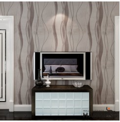 HANMERO High-grade Modern Microfiber Non-woven Flocking Khaki Stripes and Curves Wallpaper Murals Rolls for Living Room/Bedroom/TV Backdrop Home Decor 0.53m(20.86'') x 10m(393.7'')=5.3㎡(57 sq.ft)