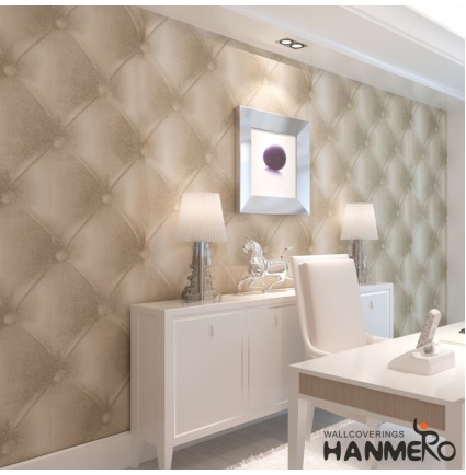 Hanmero Modern Luxury 3d Faux Leather Textured 10m Vinyl Mural Wallpaper for Living Bedroom Cream White