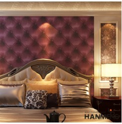 HANMERO Modern Luxury 3D Faux Leather Textured 10m Vinyl Mural Wallpaper for Living Bedroom (Beige)