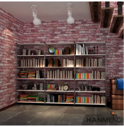 HANMERO Retro 3D Imitation Red Brick Wall Vinyl Wallpaper Living Room TV Background Home Decoration 0.53 X 10m/roll