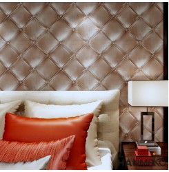 HANMERO Modern Luxury 3D Faux Leather Textured 10m Vinyl Mural Wallpaper for Living Bedroom (brown)
