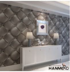 HANMERO Modern Luxury 3D Faux Leather Textured 10m Vinyl Mural Wallpaper for Living Bedroom (grey)