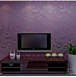 HANMERO Modern Minimalist Abstract Curves Glitter Non-woven 3D Wallpaper For Bedroom Living Room TV Backdrop Purple