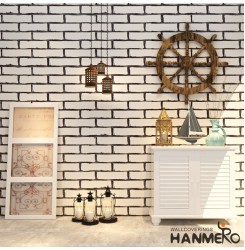 HANMERO Modern Minimalist 3d Look Real Faux Brick PVC Vinyl for Home Shops Offices Wall Decoration White
