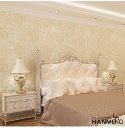 HANMERO European Style Luxury Wallpaper Non-woven Embossed Super Thick Stereo 3D Floral Wall Paper For Living Room Bedroom Walls - Beige