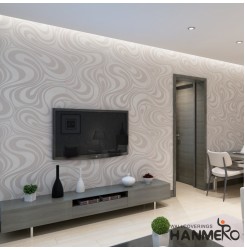 HANMERO Modern Minimalist Abstract Curves Glitter Non-woven 3d Wallpaper for Bedroom Living Room Tv Backdrop Cream White &Silver