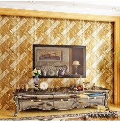 HANMERO Luxury Gold Foil Mosaic Square Lattice Background Flicker Wallpaper Gold Leaf Wallpaper Modern Hotel Ceiling Decorative Wallpaper Roll Gold Yellow Color