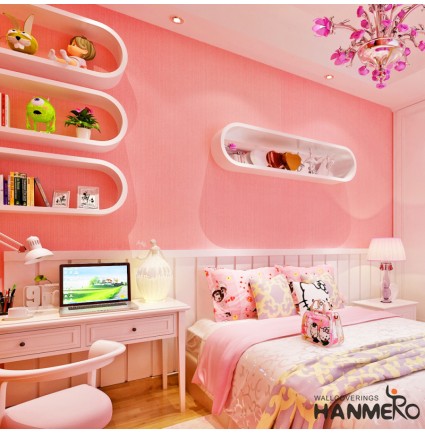 HANMERO High Class Modern Solid Color Embossed Vinyl Textured Wallpaper for Living Room Bedroom Walls Pink