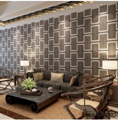 HANMERO Wallpaper Rolls 3D Modern Embossed Wallcoverings Squares TV Backgroung Living Room Bedroom Wall Paper Brown
