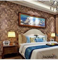 HANMERO Wallpaper Rolls 3D Vintage Deep Embossed Wallcoverings Floral TV Backgroung Living Room Bedroom Interior Designer Wall Paper Brown