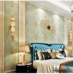HANMERO Wallcoverings Luxury Vintage Deep Embossed 3D Wallpaper Rolls For Home Green