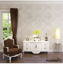 HANMERO Wallcoverings Deep Embossed Vintage Italian Damask Luxury Wallpaper Rolls 3D For Living Room Bedroom Silver White
