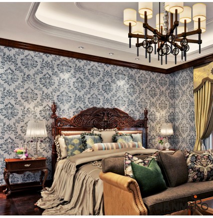 HANMERO Wallcoverings Deep Embossed Vintage Italian Damask Luxury Wallpaper Rolls 3D For Living Room Bedroom Gray