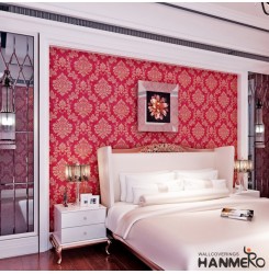 HANMERO Wallcoverings Deep Embossed Vintage Italian Damask Luxury Wallpaper Rolls 3D For Living Room Bedroom Red