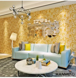 Hanmero Vintage Textured Wallcoverings Embossed Wall Paper Roll for Living Room Bedroom Background (gold)
