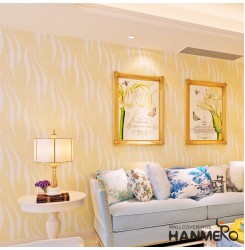 Hanmero Modern Minimalist Non-woven Water Plant Pattern 3D Flocking Embossed Wallpaper Roll For Living Room Bedroom Walls Beige