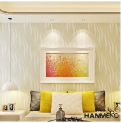 Hanmero Modern Minimalist Non-woven Water Plant Pattern 3D Flocking Embossed Wallpaper Roll For Living Room Bedroom Walls Off White