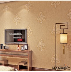 HANMERO Elaborate Flower Non-woven Fabrics Wallpaper 20.86 inches by 393 inches Long Murals for Living Room Hallways Sitting Room - Champagne
