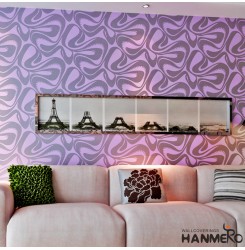HANMERO Supre Large Modern Minimalist Abstract Curves Non-woven Fabrics Wallpaper Murals 20.86 inches by 393 inches for Bedroom Living Room TV Backdrop Lilac