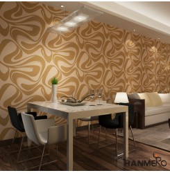 HANMERO Modern Minimalist Abstract Curves Non-woven Fabrics Wallpaper and Setting Wall 20.86 inches by 393 inches for Sitting Dining Room Gold