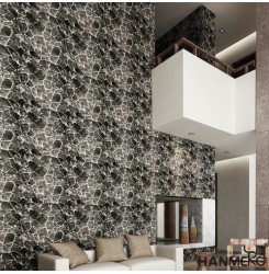 HANMERO Rural Style Imitation Marble Looks Real Up Wallpaper 20.86 inches by 393 inches Long Murals PVC Vinyl Dimensional 3D Wall Paper TV Living Room Setting Wall Black (Black)