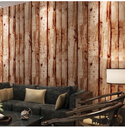 HANMERO Rustic Wood wallpaper Looks Real Up Wall Coverings 0.53 x 10 m for Living Room Sofa Background (Claybank)
