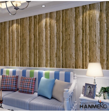 HANMERO Rustic Wood wallpaper Looks Real Up Wall Coverings 0.53 x 10 m for Living Room Sofa Background (Khaki)