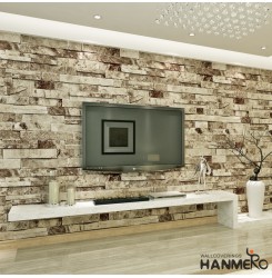 HANMERO 3D Rural Imitation Faux Gray Brick Stone Block Textured Vinyl Wall Paper Murals Roll for Living Room/Bedroom/TV Background Home Decor 20.86'' x 397.3''