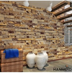 HANMERO 3D Rural Imitation Faux Deep Grey Brick Stone Block Textured Vinyl Wall Paper Murals Roll for Living Room/Bedroom/TV Background Home Decor 20.86'' x 397.3''
