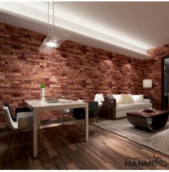 HANMERO 3D Rural Imitation Faux Brown Brick Stone Block Textured Vinyl Wall Paper Murals Roll for Living Room/Bedroom/TV Background Home Decor 20.86'' x 397.3''
