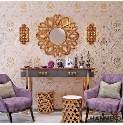 HANMERO Luxury 3D Flowers Reminiscence New European Bronzing + Silk + Pearly Lustre Non-woven Paper Wallpaper Murals Art for Living Dining Setting Wall Bedroom