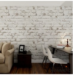 HANMERO Rural Style Imitation Brick Wall Pattern Looks Real Up Wallpaper Long Murals PVC Vinyl Dimensional 3D Gray Wall Paper TV Living Room Bedroom Decor (White)