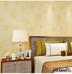 HANMERO Vivid Natural Dandelion Pattern Vinyl Wall Paper Murals for Living Bedroom Light Beige