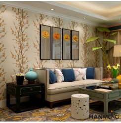 HANMERO New Chinese Plum Flower Non-woven Wet Embossing Wallpaper for Bedroom Living Room TV Backdrop